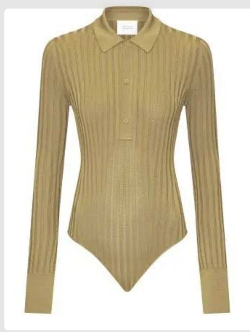 Galvan London Rhea Ribbed Long-Sleeve Polo Bodysuit Ilive Green L